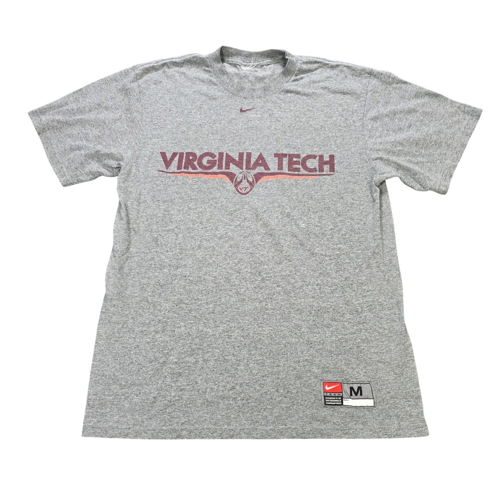 Nike Team Virginia Tech Hokies T-Shirt Men's Size M Gray Short Sleeve VT Graphic
